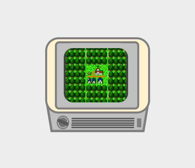 昔のテレビに見えるドラクエの画面（創作）